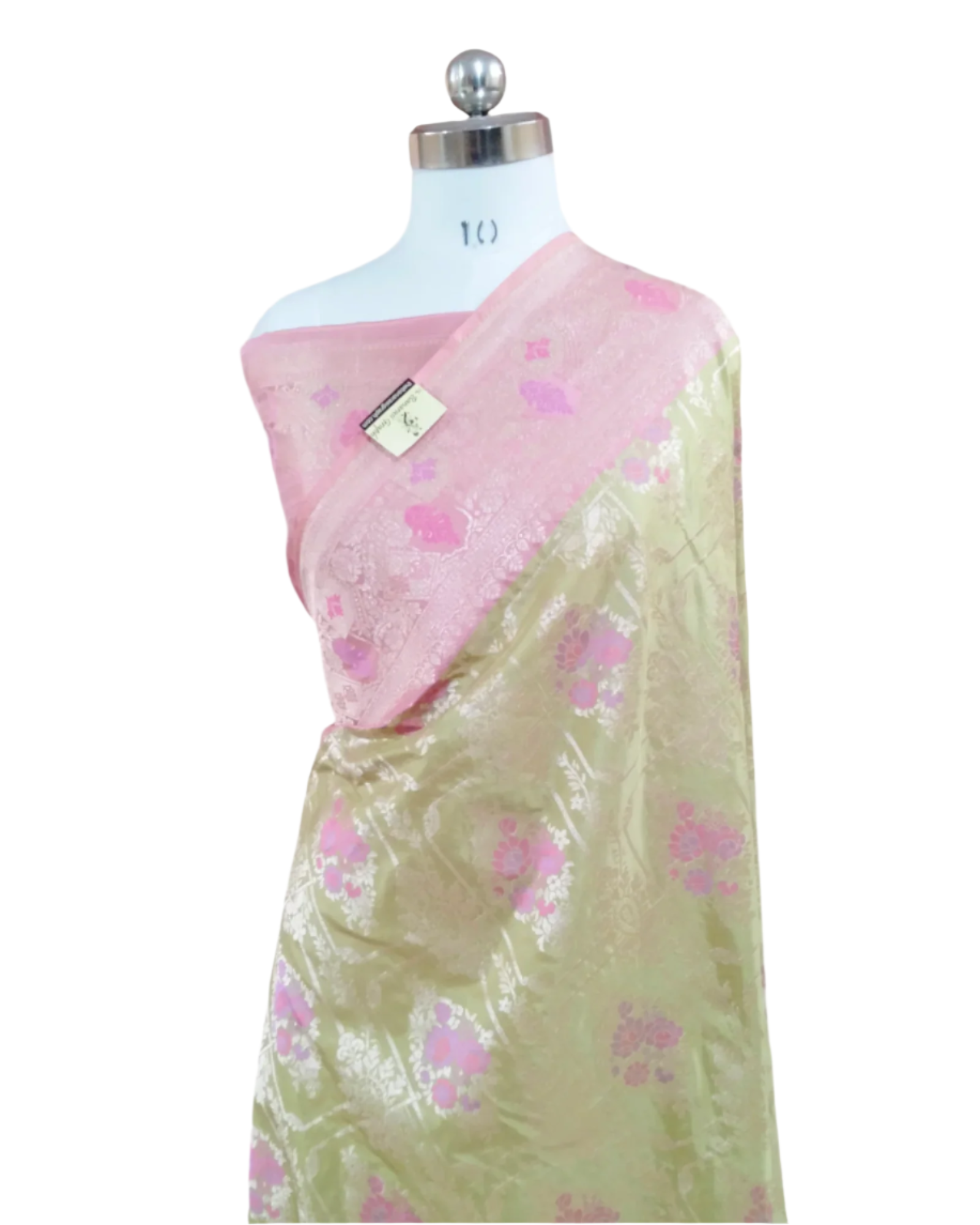 Pista Pure Katan Handloom Silk - All Over Jaal Work with Tilfi Meenakari Banarasi Saree