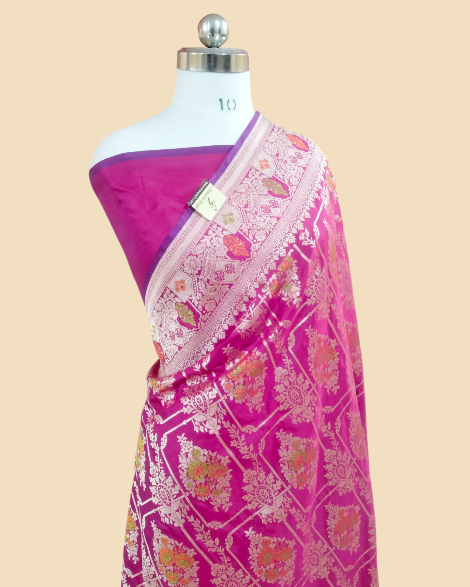 Hot Pink Pure Katan Handloom Silk - All Over Jaal Work with Tilfi Meenakari Banarasi Saree