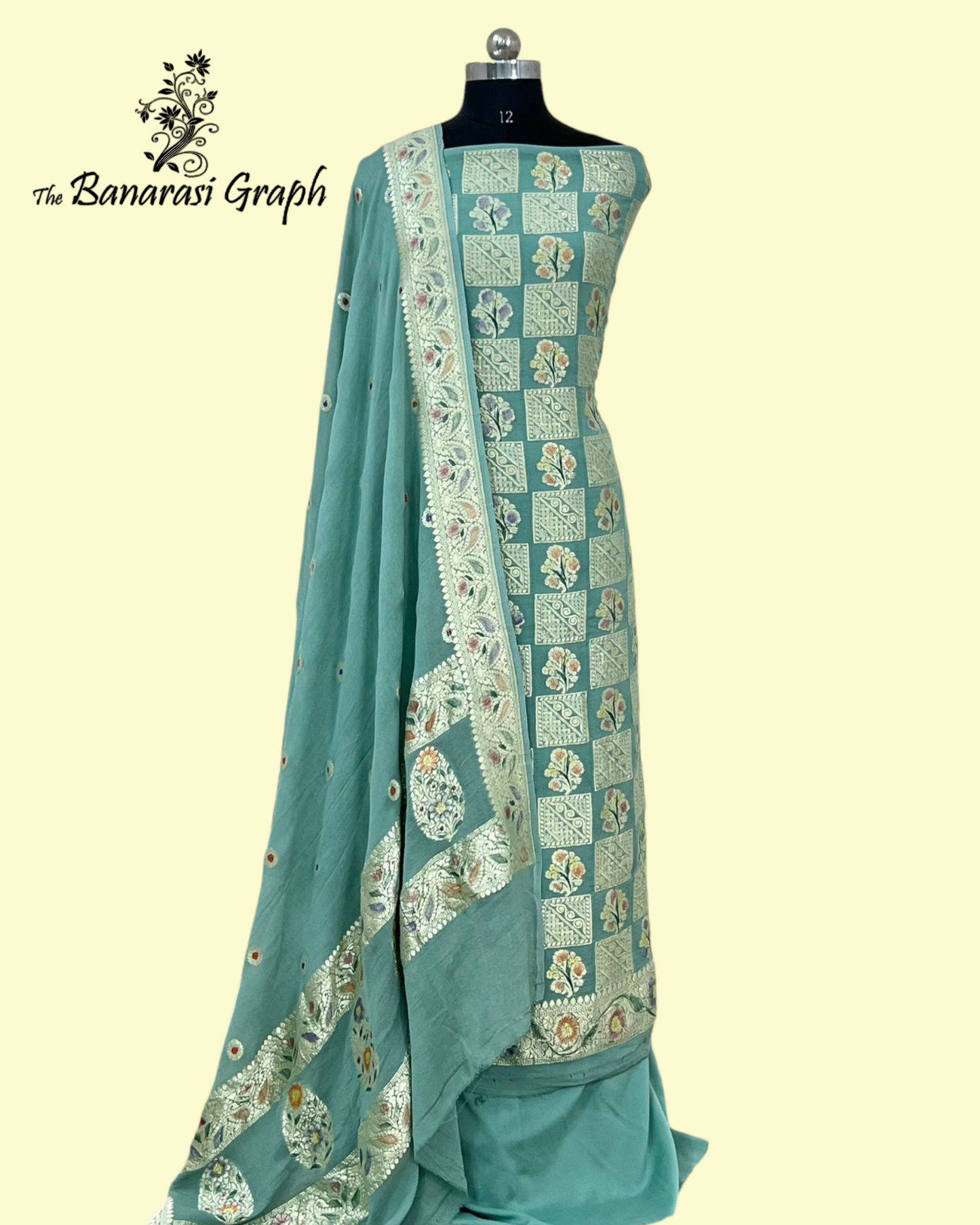 Pure Georgette Handloom 3 pcs suit