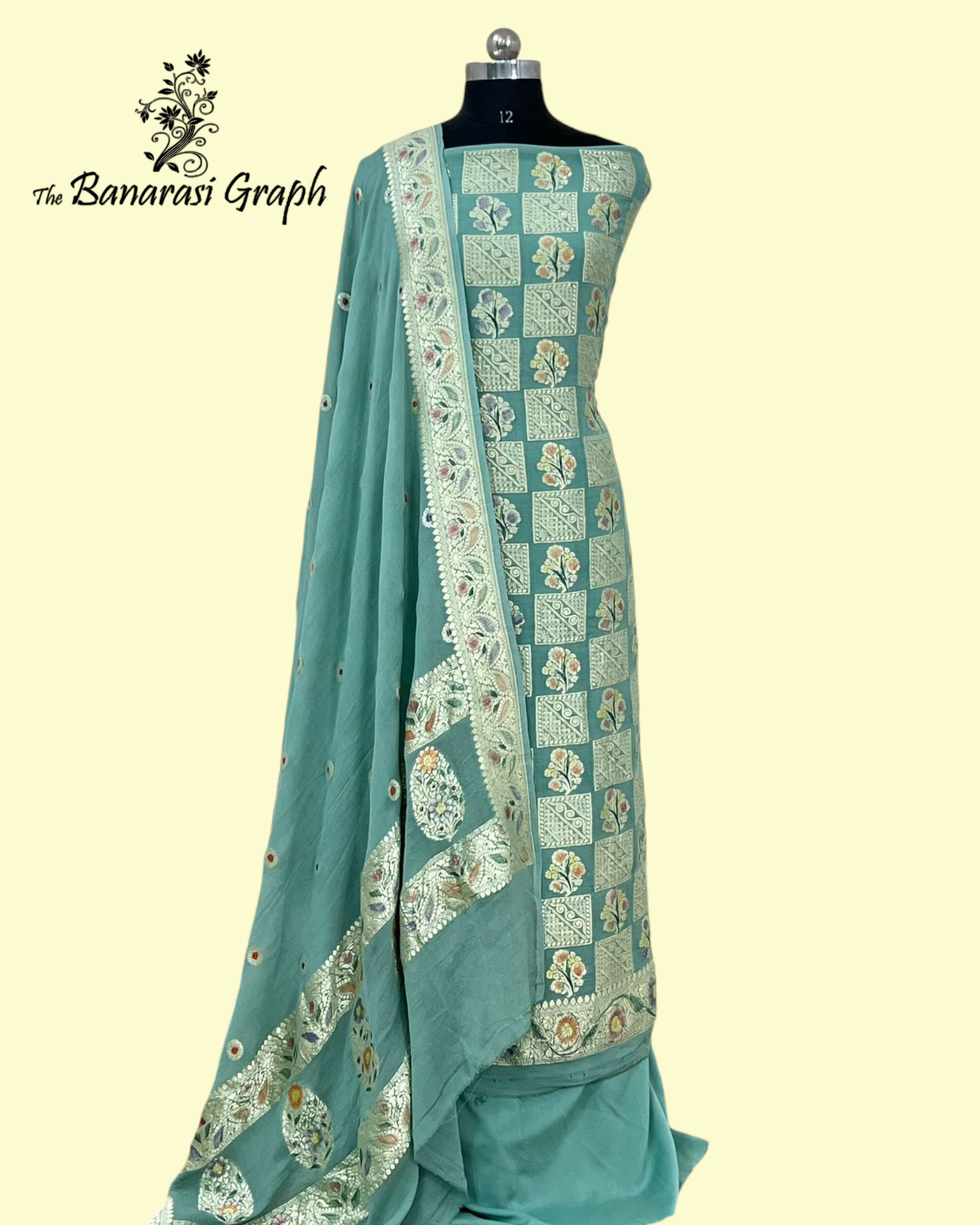 Pure Khaddi Georgette Handloom 3 pcs suit