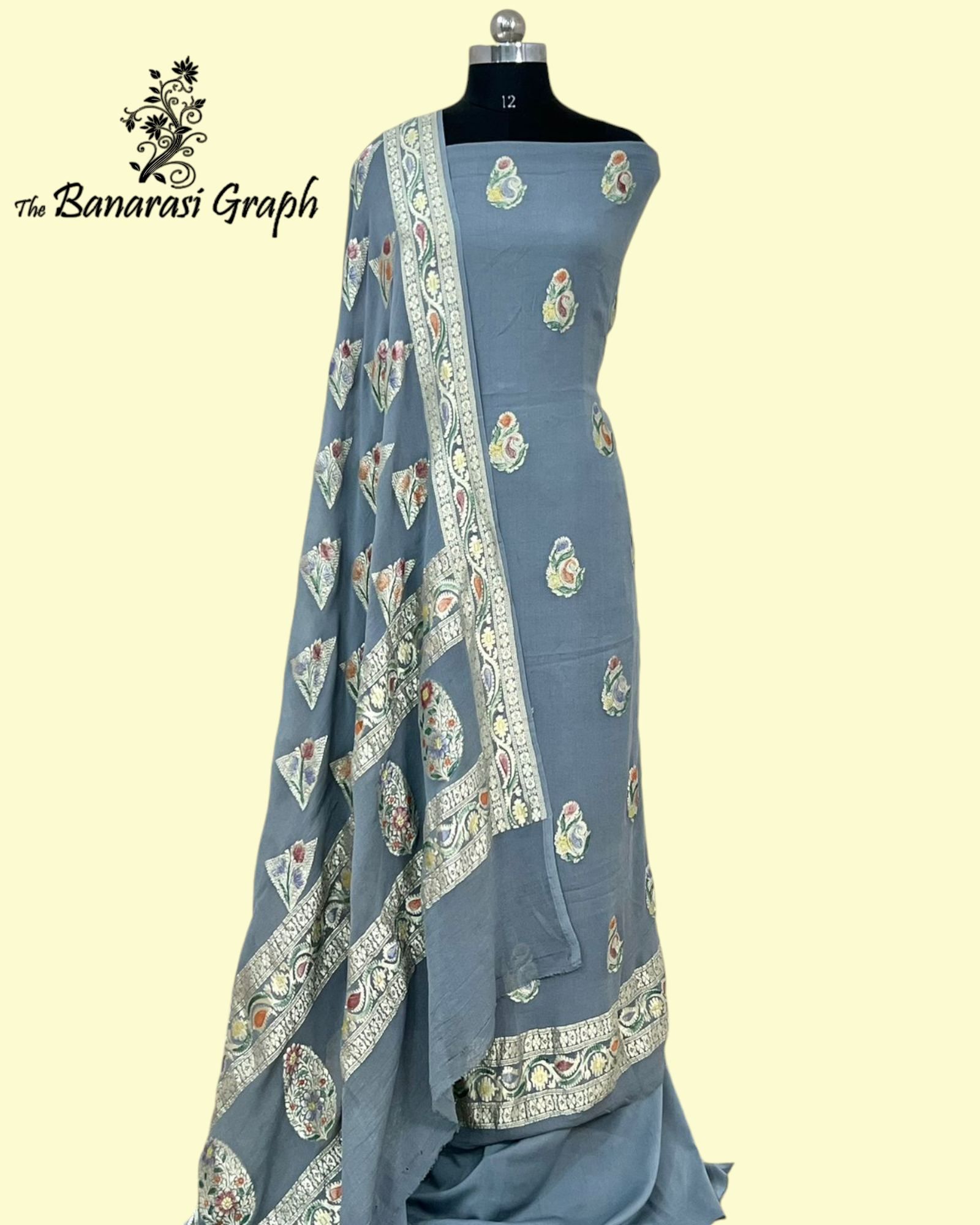 Pure Khaddi Georgette Handloom 3 pcs suit