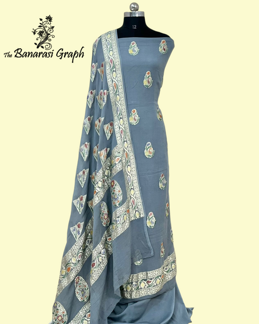 Pure Georgette Handloom 3 pcs suit