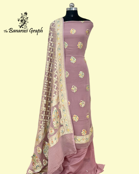 Pure Georgette Handloom 3 pcs suit