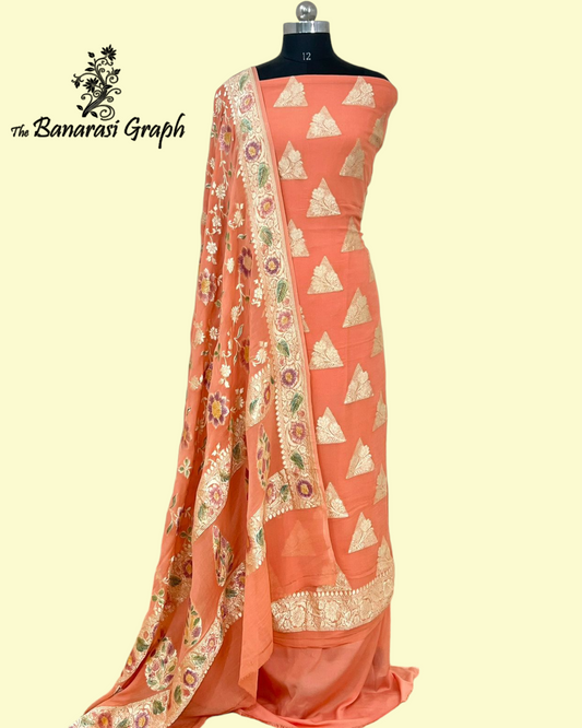 Pure Georgette Handloom 3 pcs Suit