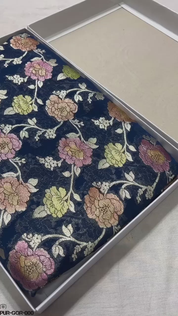 Khaddi Georgette Water Zari with Handbrush Meenakari - Pure Banarasi Saree