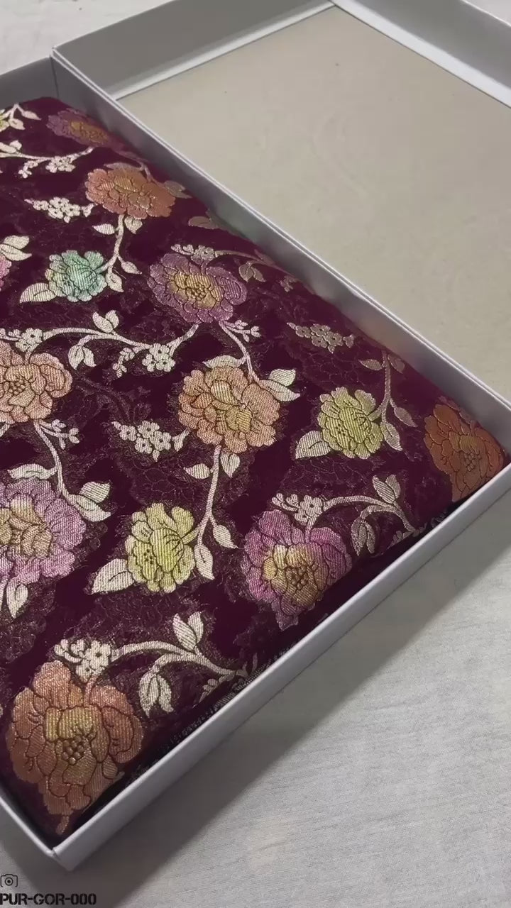 Khaddi Georgette Water Zari with Handbrush Meenakari - Pure Banarasi Saree