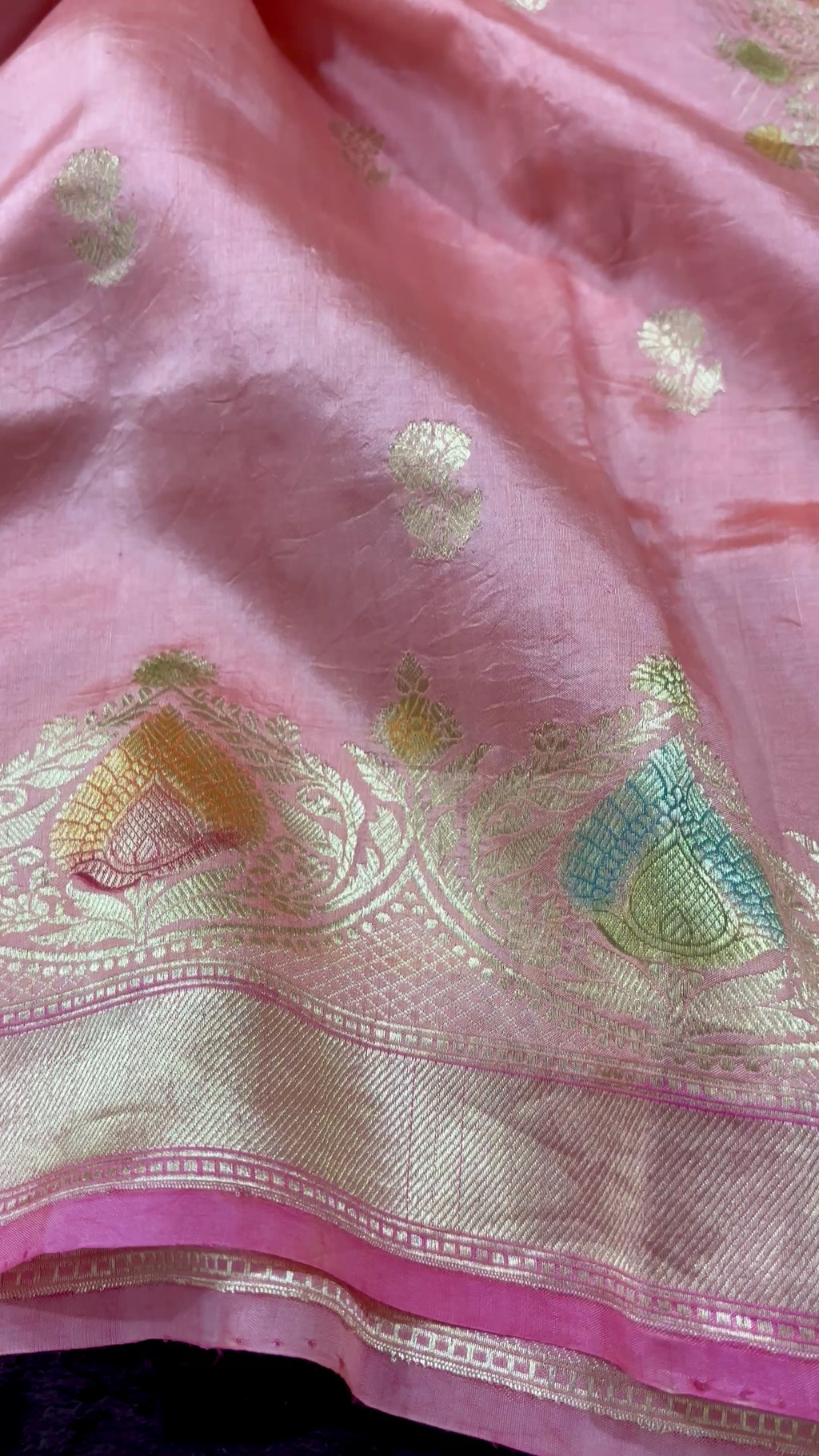 Pure Raw Mango with Handbrush Handloom Silk - Banarasi Saree